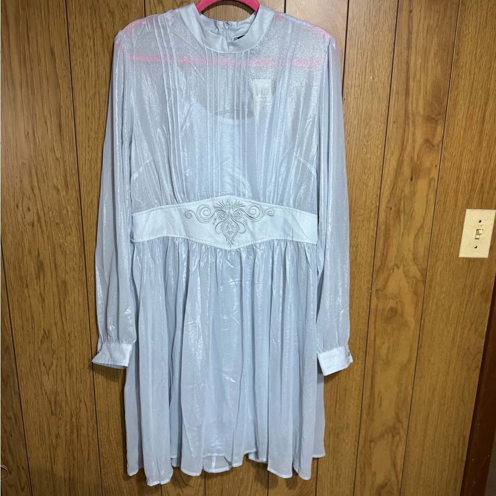 Hot Topic Beetlejuice Shimmering Silver Long Sleeve Dress‎ Size 2X NWT